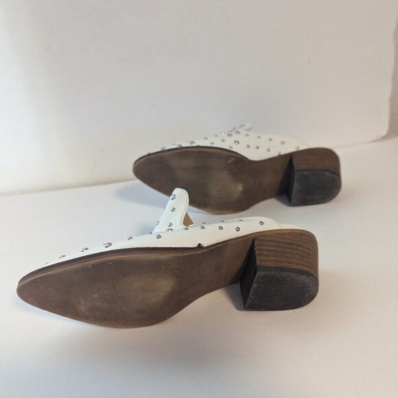 Western Studded Arider Girl Cara Mules Stacked Heel Pointed Toe Boho - Picture 7 of 8